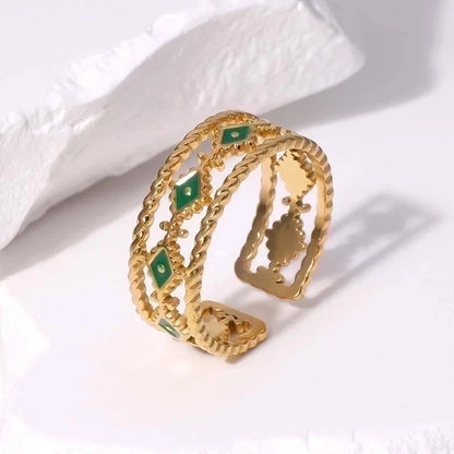 Stainless Steel Vintage Style Devil's Eye Plating Open Rings