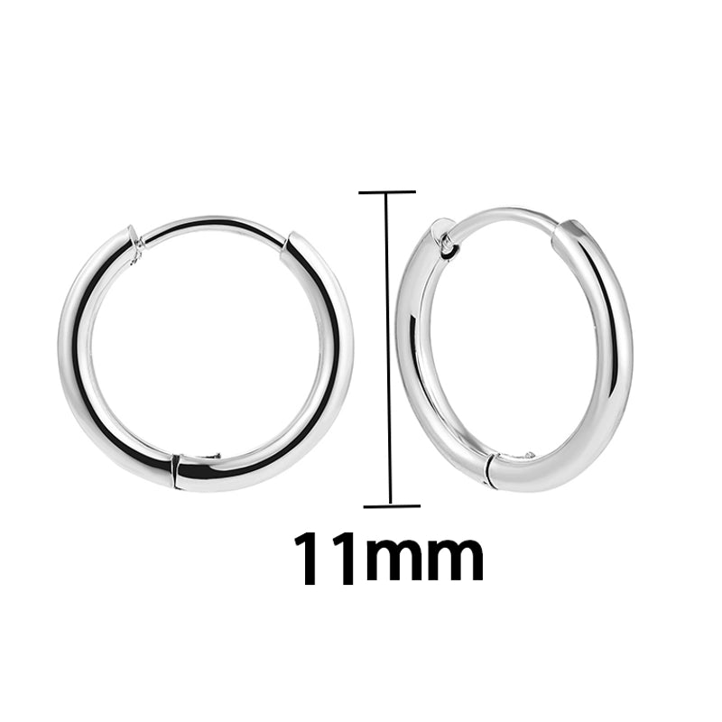 1 Pair Minimalist Solid Color Plating Stainless Steel Hoop Earrings
