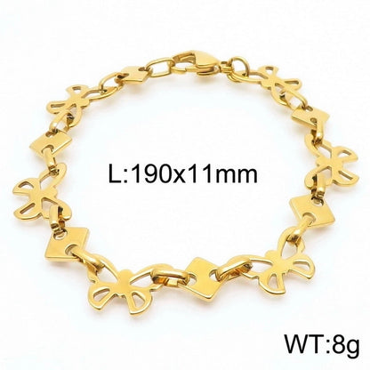 Minimalist Butterfly 304 Stainless Steel 18K Gold Plated Bracelets Necklace