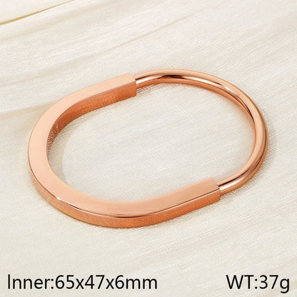 5 Pieces Minimalist Solid Color 304 Stainless Steel 18K Gold Plated Bangle In Bulk