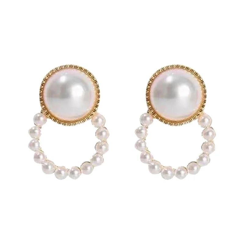 1 Pair Minimalist Round Inlay Alloy Zircon Ear Studs