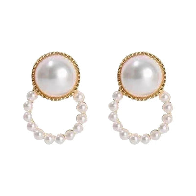 1 Pair Minimalist Round Inlay Alloy Zircon Ear Studs