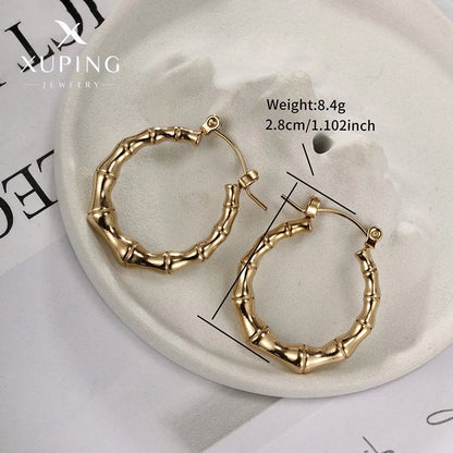 2 Pieces Retro XUPING Minimalist Geometric Knot Plating 304 Stainless Steel 18K Gold Plated Earrings
