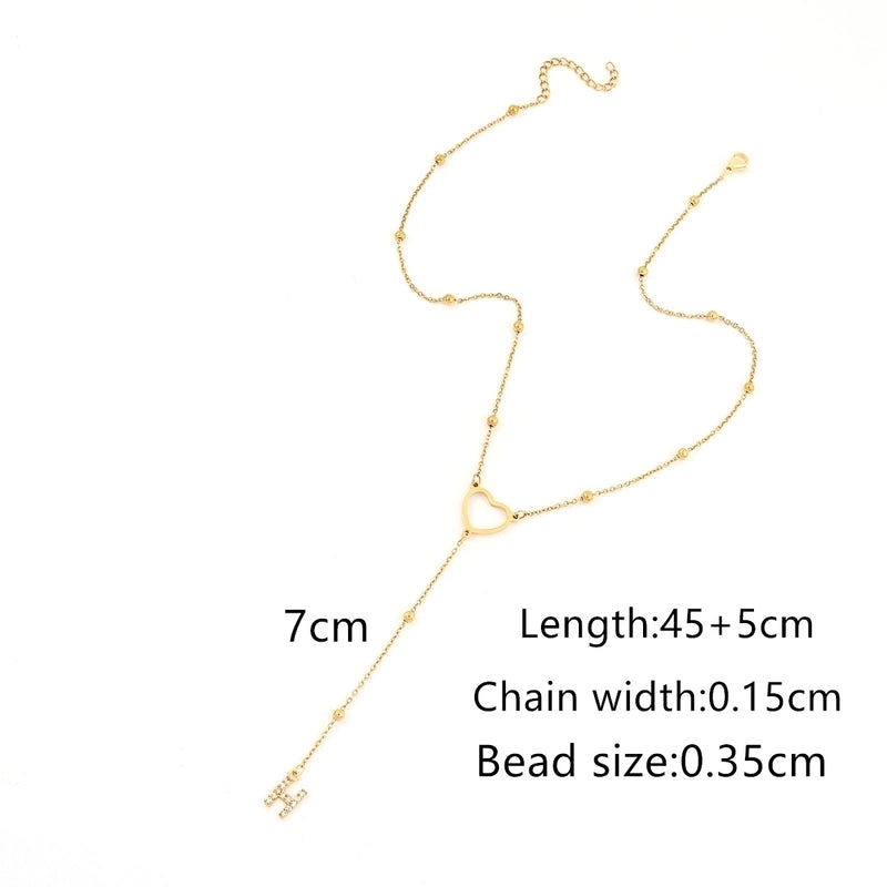 Elegant Minimalist Classic Style Letter Heart Shape 201 Stainless Steel 304 Stainless Steel Copper Zircon Stainless Steel Necklaces