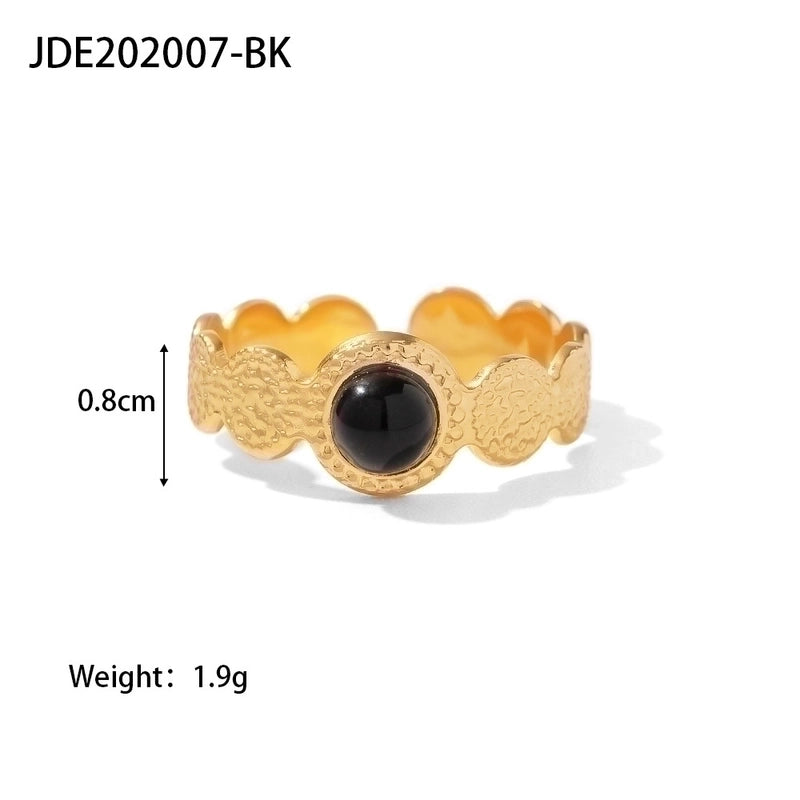 Fashion Geometric 304 Stainless Steel Artificial Gemstones Irregular Rings