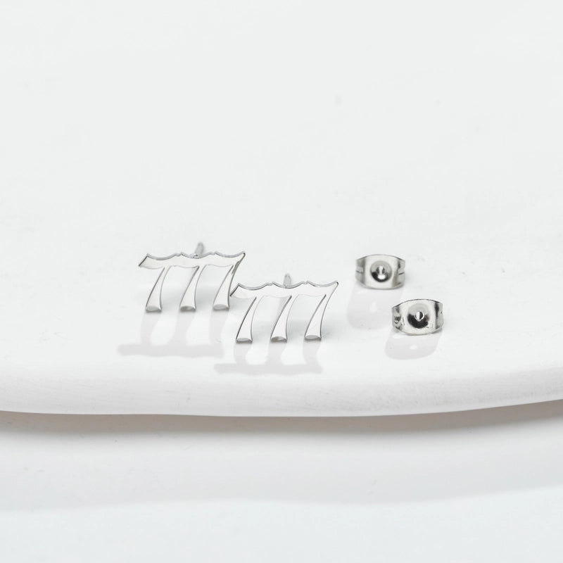 1 Pair Minimalist Number Plating Hollow Out 304 Stainless Steel 18K Gold Plated Ear Studs