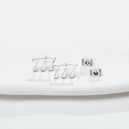 1 Pair Minimalist Number Plating Hollow Out 304 Stainless Steel 18K Gold Plated Ear Studs