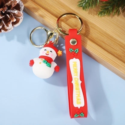 Cute Christmas Tree Santa Claus Elk PVC Metal Christmas Women's Bag Pendant Keychain
