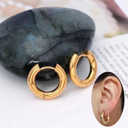 1 Pair Fashion Round Plating 201 Stainless Steel 18K Gold Plated Earrings