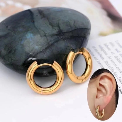 1 Pair Fashion Round Plating 201 Stainless Steel 18K Gold Plated Earrings