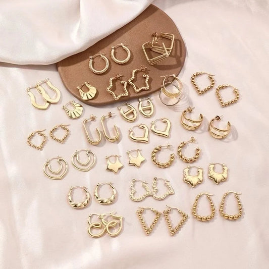 1 Pair Elegant Sweet Commute Heart Shape Plating Stainless Steel 18K Gold Plated Earrings