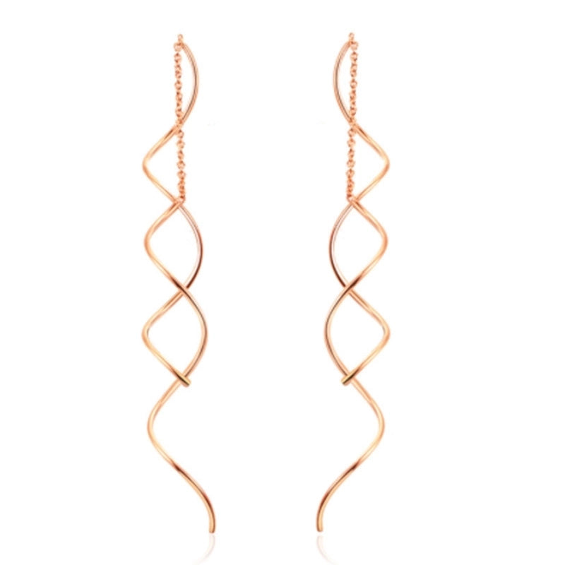 Korean Style S-shaped Long Tassel Earrings Curved Twisted Spiral Earrings