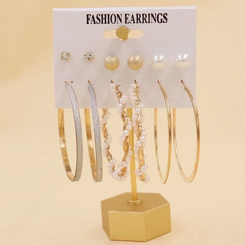 1 Set Minimalist Circle Heart Shape Butterfly Metal Plating Inlay Pearl Women\'s Earrings