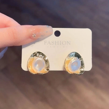 10 Pieces Minimalist Heart Shape Flower Bow Knot Imitation Pearl Alloy Rhinestone Irregular Women\'S Earrings 1 Pair