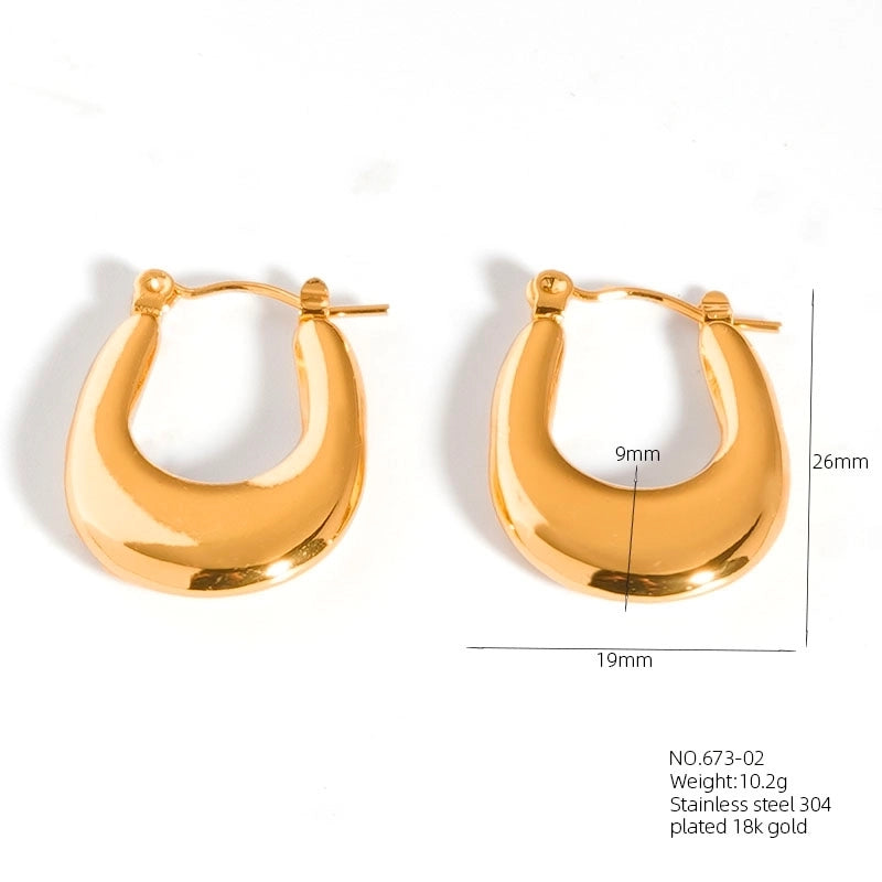 1 Pair Casual Modern Style Classic Style U Shape Geometric 304 Stainless Steel Titanium Steel 18K Gold Plated Earrings