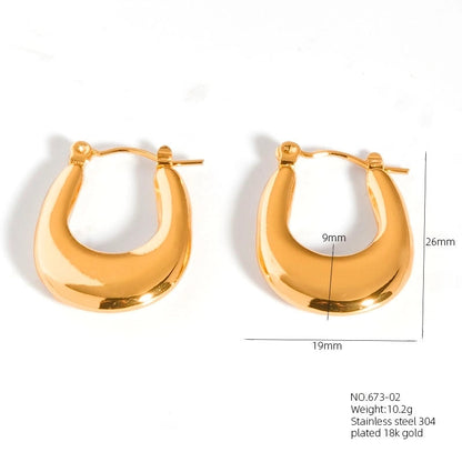 1 Pair Casual Modern Style Classic Style U Shape Geometric 304 Stainless Steel Titanium Steel 18K Gold Plated Earrings