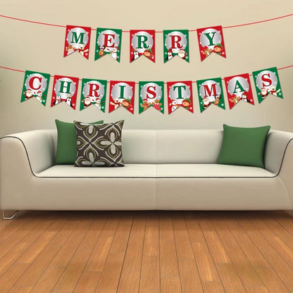 2024 Christmas Decorations New Creative Paper Flag Fawn Santa Claus Flower Holiday Scene Layout