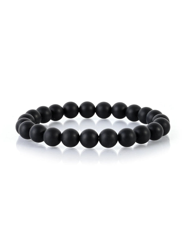 2 Pieces Casual Minimalist Round Natural Stone Lava Rock Bracelets In Bulk