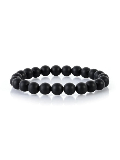 2 Pieces Casual Minimalist Round Natural Stone Lava Rock Bracelets In Bulk