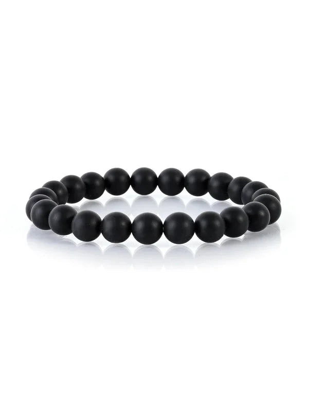 2 Pieces Casual Minimalist Round Natural Stone Lava Rock Bracelets In Bulk