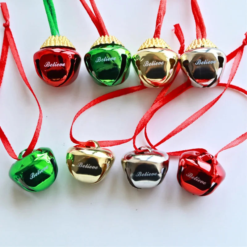 2.5cm Cross Bell Red Rope Necklace Pendant Diy Engraving Christmas Home Hanging Decoration Pendant Bell