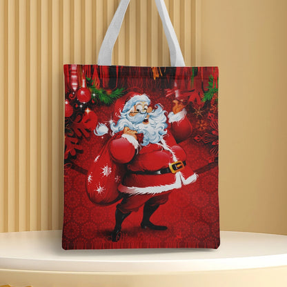 Christmas Unisex Polyester Christmas House Christmas Tree Santa Claus Cute Square Open Handbag