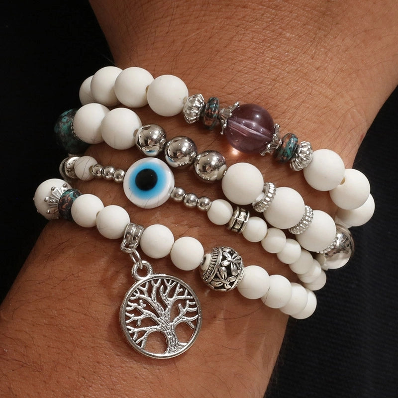 Casual Minimalist Tree Eye CCB Filament Zinc Alloy Beaded Hollow Out Men's Bracelets