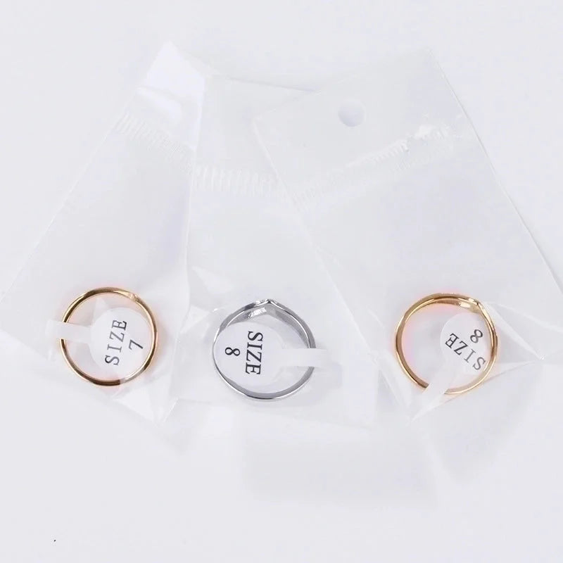 2 Pieces Minimalist V Shape Titanium Steel Zircon Rings
