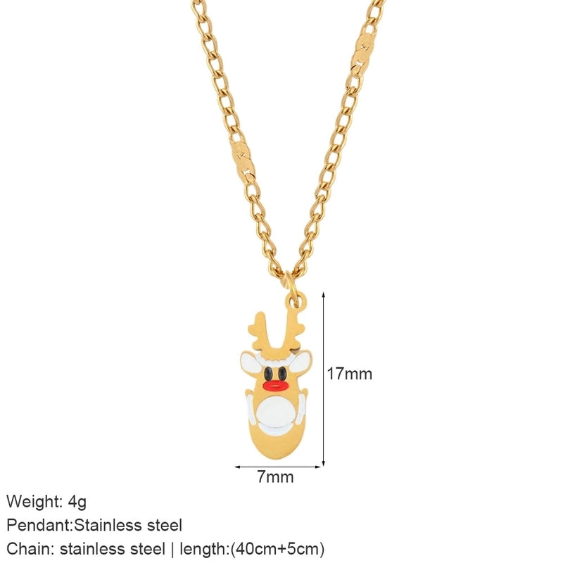 Nordic Style Classic Style Gingerbread Moon 316L Stainless Steel Plating Pendant Necklace