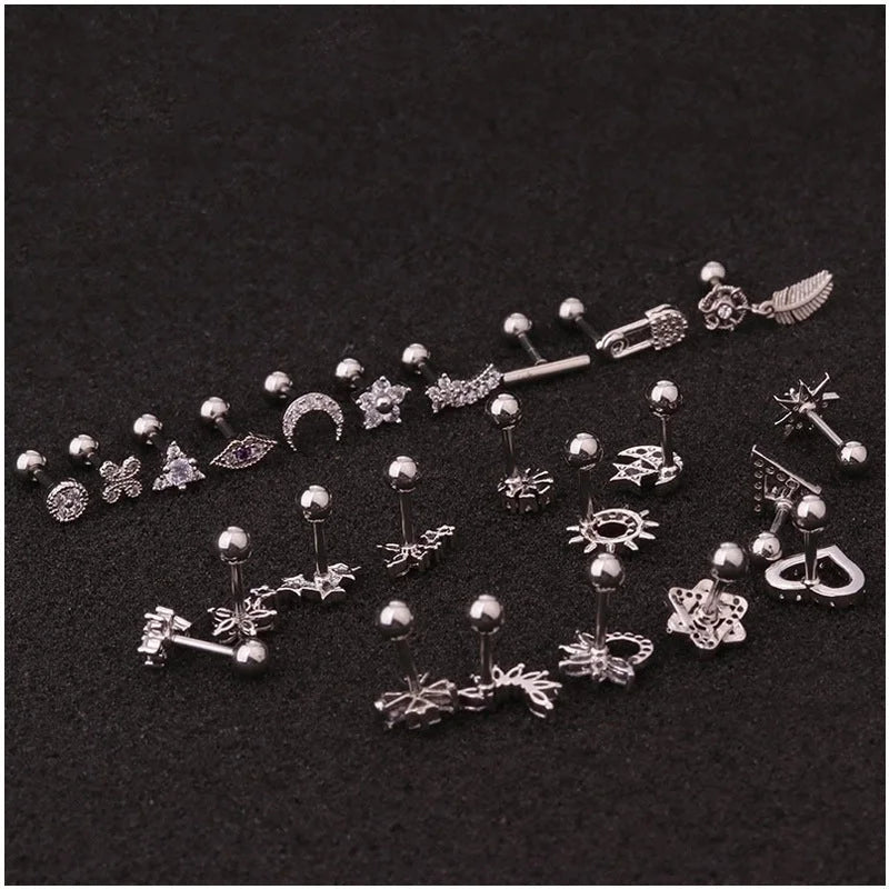 Ear Cartilage Rings & Studs Flower 316L Stainless Steel Copper