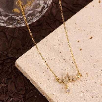 Titanium Steel Copper Leaf Heart Shape Pendant Necklace