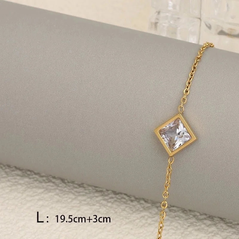 3 Pieces Minimalist IG Style Geometric 304 Stainless Steel Zircon Inlay Stainless Steel Jewelry Sets