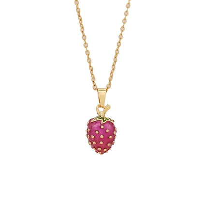 Cute Commute Fruit 304 Stainless Steel Copper Zircon 18K Gold Plated Inlay Pendant Necklace