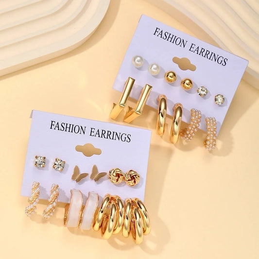 1 Set Modern Style C Shape Round Butterfly Enamel Plating Artificial Pearl Alloy Earrings Ear Studs