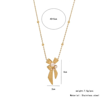 Elegant Streetwear Commute Heart Shape Bow Knot 304 Stainless Steel Artificial Pearls 18K Gold Plated Inlay Earrings Necklace Jewelry Set