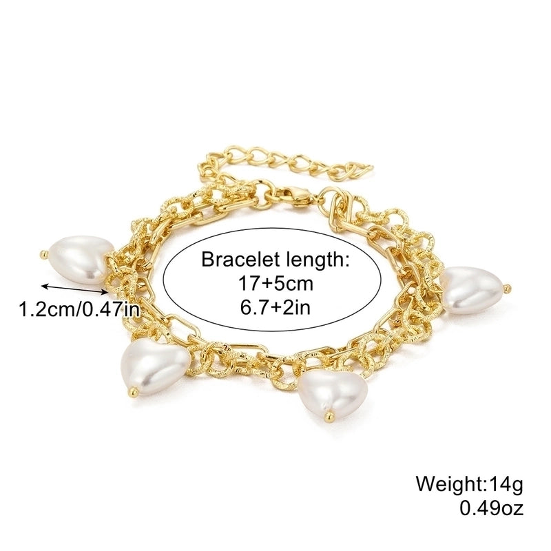 Fashion Geometric Heart Shape Imitation Pearl Alloy Plating Women\'s Bracelets