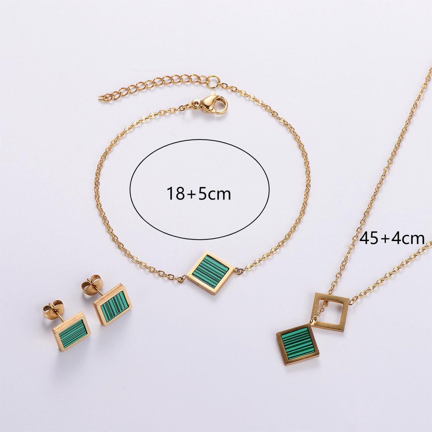 Natural Plant Cube Stainless Steel Electroplating Jewelry Sets