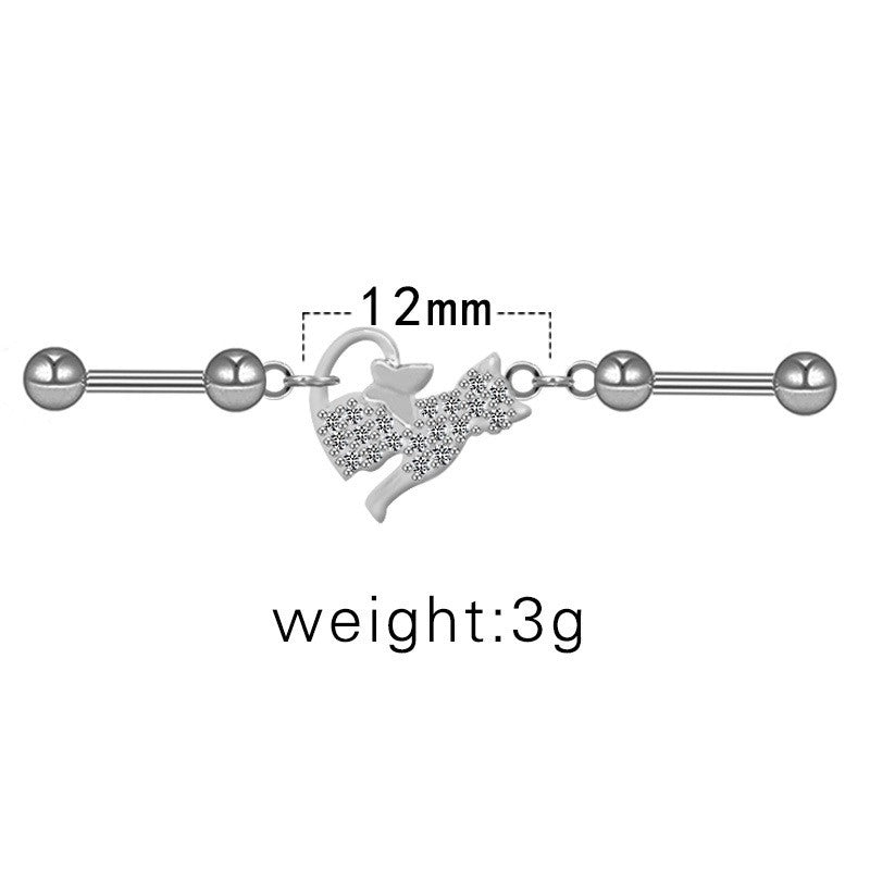 1 Piece Ear Cartilage Rings & Studs Sexy Minimalist Cat Flower Bow Knot 316L Stainless Steel Alloy Epoxy Plating Inlay Rhinestones Glass White Gold Plated Gold Plated Ear Cartilage Rings & Studs