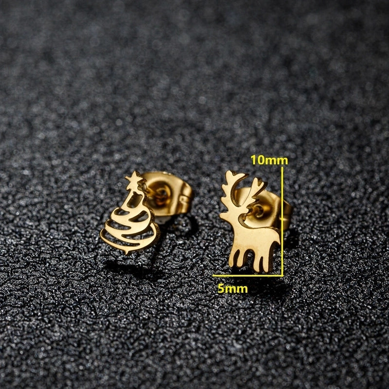 1 Pair Christmas Sweet Minimalist Snowflake Irregular Polishing Plating 304 Stainless Steel 18K Gold Plated Ear Studs