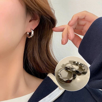 Korean Style S925 Silver Needle Personalized Geometric Double-layer Cross Circle Earrings Women's Retro Fashion Creative Earrings Ear Buckle Fashion