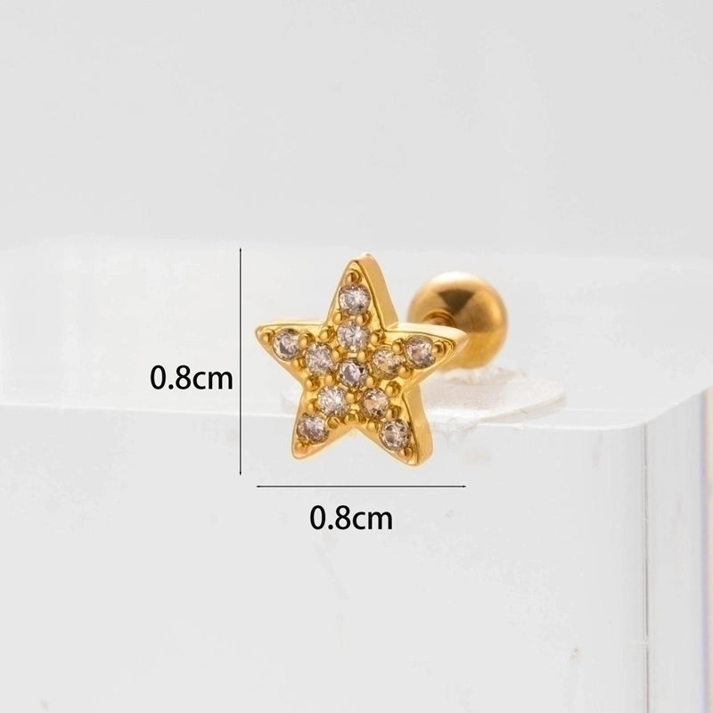 Ear Cartilage Rings & Studs Flower 316L Stainless Steel Copper Inlaid Zircon