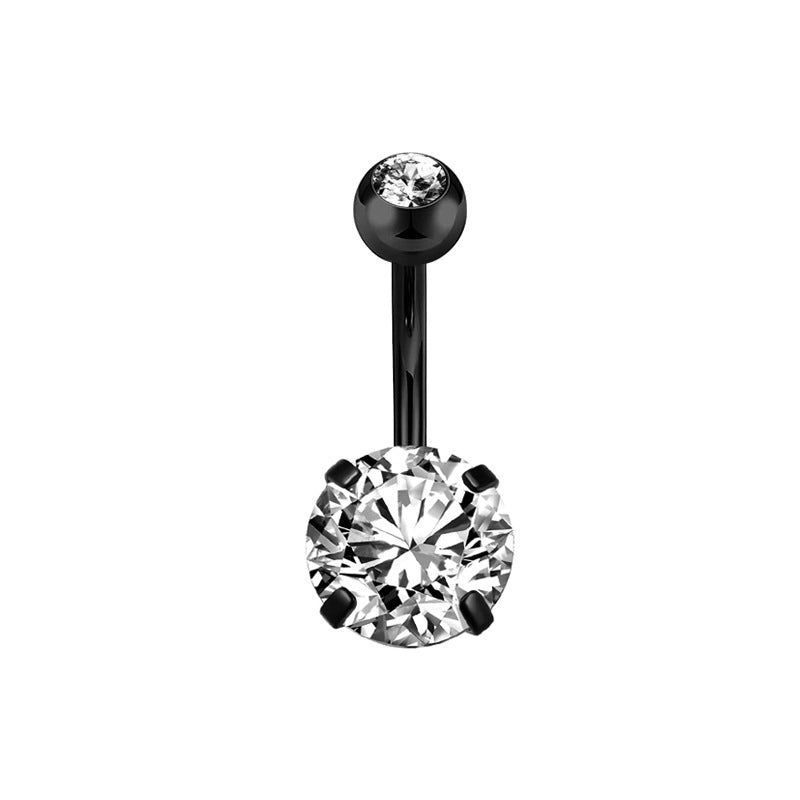 1 Piece Belly Rings Minimalist Classic Style Solid Color 304 Stainless Steel Inlay Zircon Belly Rings
