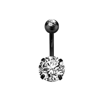1 Piece Belly Rings Minimalist Classic Style Solid Color 304 Stainless Steel Inlay Zircon Belly Rings