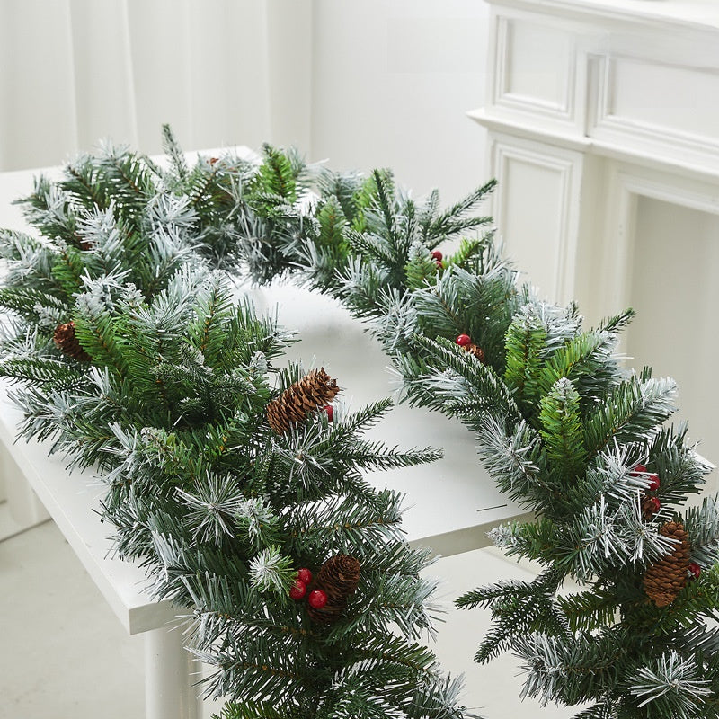 Christmas Decorative Dense Flocked Snowflake Vine Hotel Mall Window Display Doorway Stair Handrail Arrangement