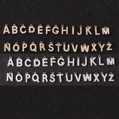 Copper Minimalist Letter Inlaid Zircon Pendant Necklace