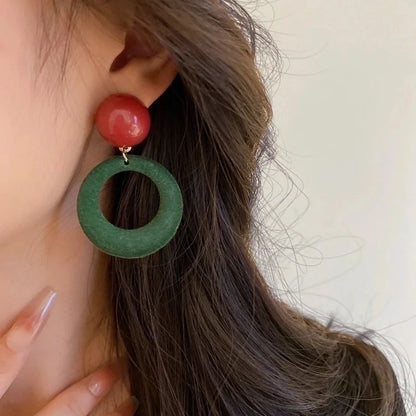 Retro Bear Heart Shape Bow Knot Arylic Alloy Cloth Enamel Artificial Pearls Rhinestones Opal Women\'s Earrings 1 Pair