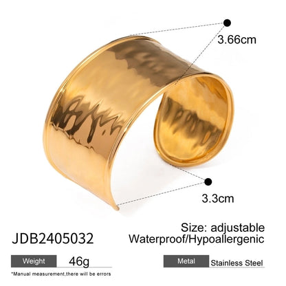 Vacation Minimalist IG Style Solid Color 304 Stainless Steel 18K Gold Plated Cuff Bracelets Wide Bracelet Bangle In Bulk