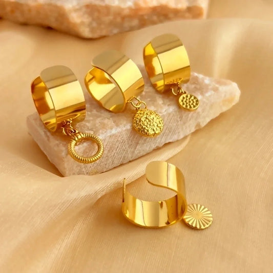 Casual Retro Minimalist Solid Color 304 Stainless Steel 18K Gold Plated Plating Hollow Out Open Rings