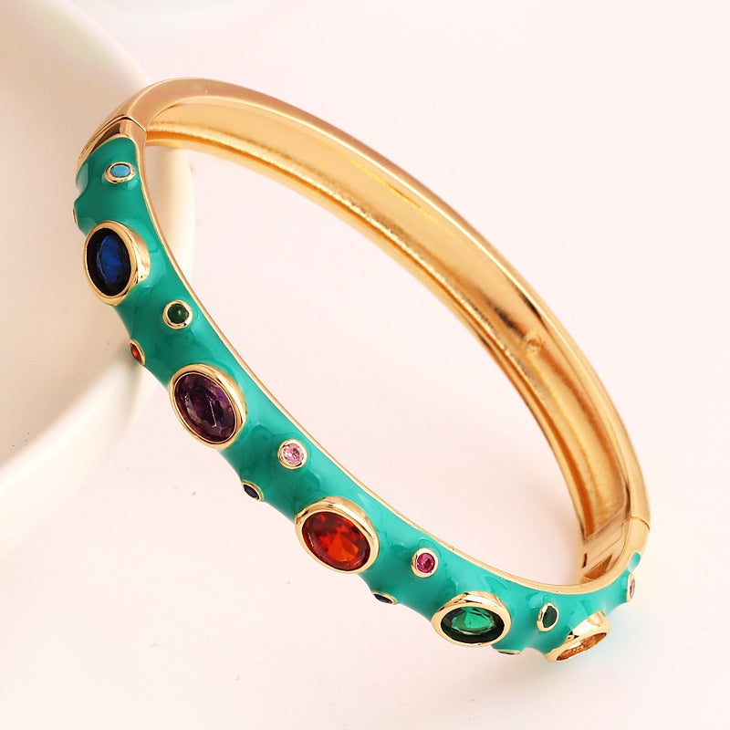 2 Pieces Fashion Round Circle Copper Electroplating Bangles