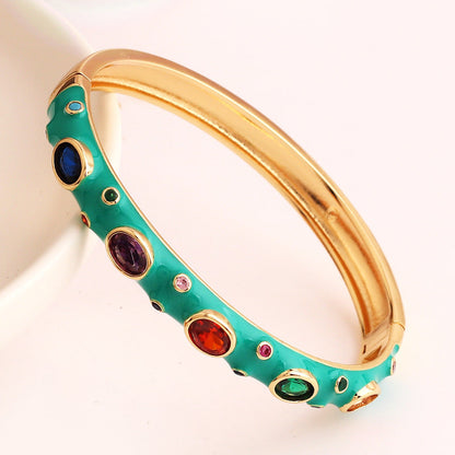 2 Pieces Fashion Round Circle Copper Electroplating Bangles